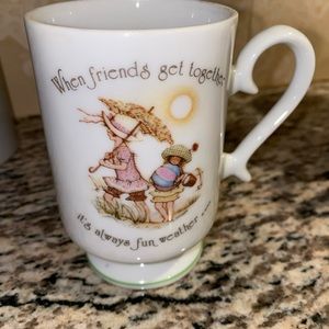 Vintage  Holly Hobbie "When Friends Get Together...." Pedestal Coffee  Mug Cup